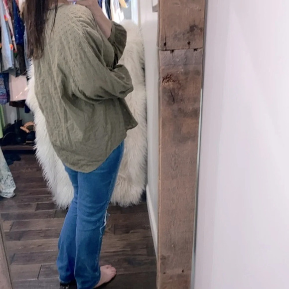 Cato olive green Swiss dot top cotton fabric size XLarge - Picture 4 of 10